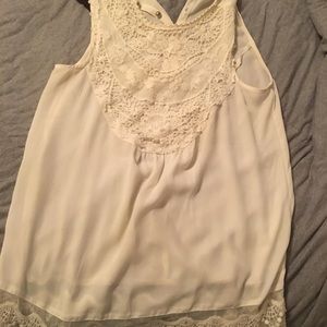 White dress tank top with lace detail